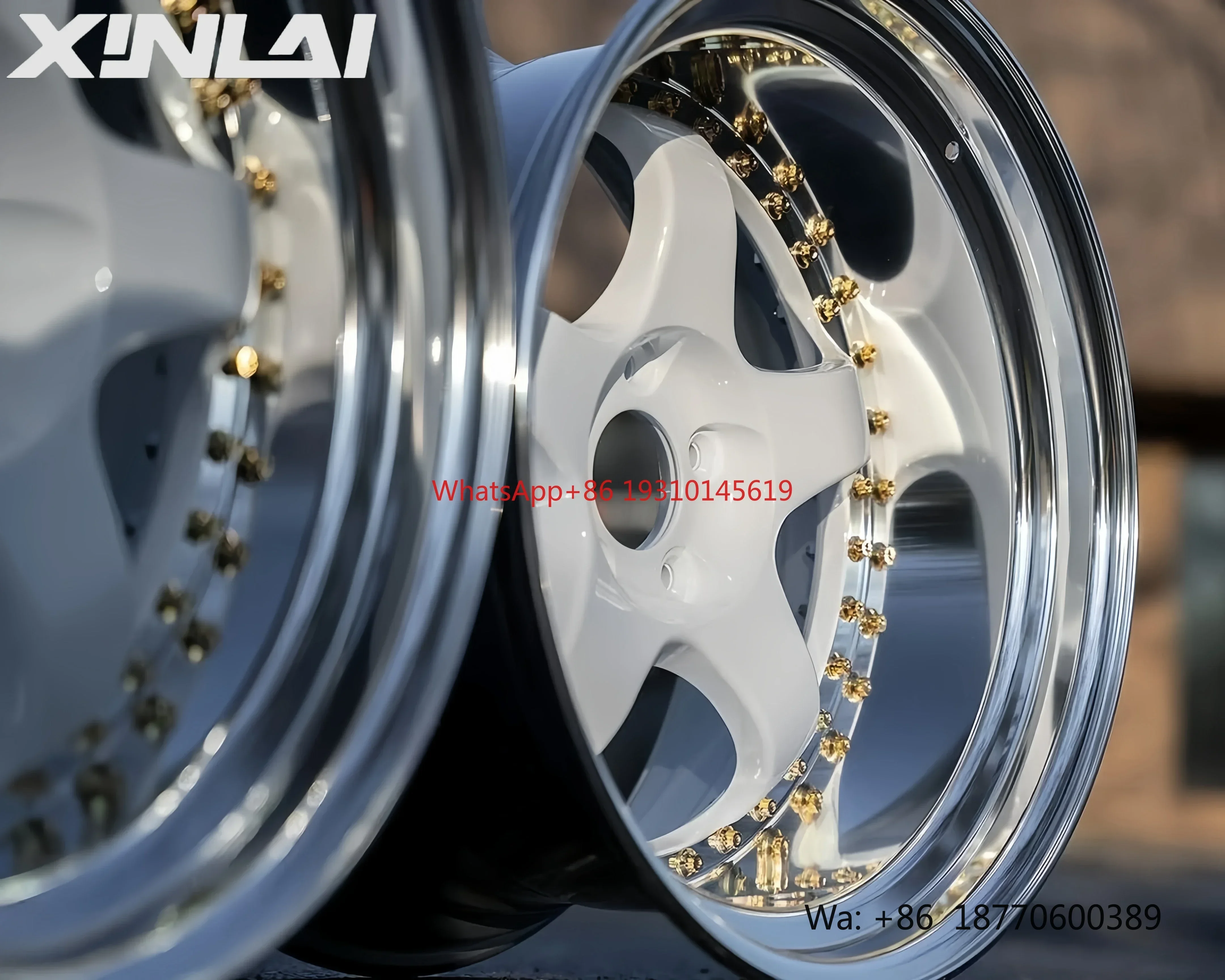 

XINLAI Hot Sale 3 Piece Forged Brushed Polished 5x120 5x112 5x114.3 18 19 20 21 22 Inch Racing Car Wheel