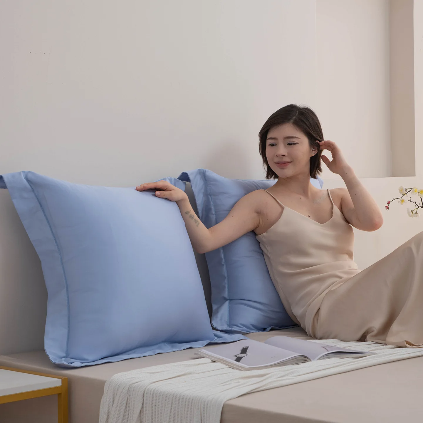 Nordic Style Pure Cotton Soft Pillow Cover Bedside Sofa Reading Pillowcase Luxury Sensation Backrest Cushion Cover Home Textile