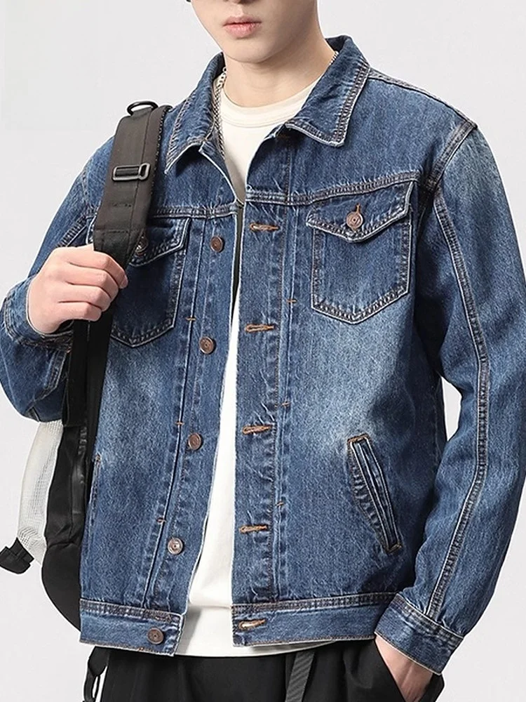 

Мужская хлопковая джинсовая повседневная одежда Jaet в американском стиле ретро Sle, ветрозащитная длинная верхняя одежда для молодежи, осенний модный тренд