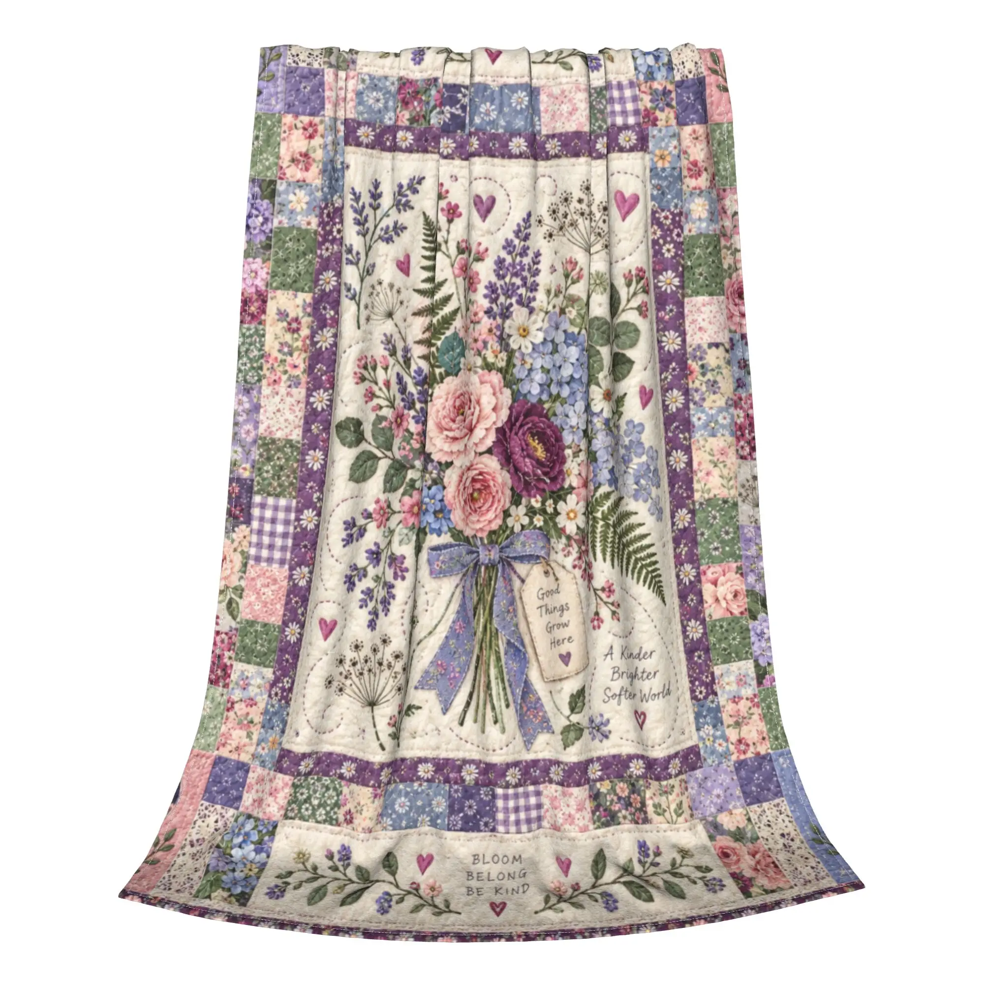 1PC Vase Bouquet Cross Stitch Heart Print Cozy Plush Blanket Love Print Winter Blankets for Bedding Home Interior Sofa Knee