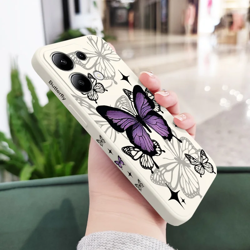 Flying Butterfly Phone Case For Xiaomi Redmi Note 14 13 12 12S 11 11S 10 10S 9 9S Pro Plus 4G 5G Liquid Silicone Cover
