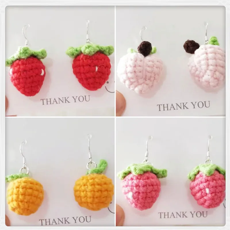 

2pcs/Hand Crocheted delicate lovely strawberry Earrings Jewelry fruit earrings are fashionable and beautiful