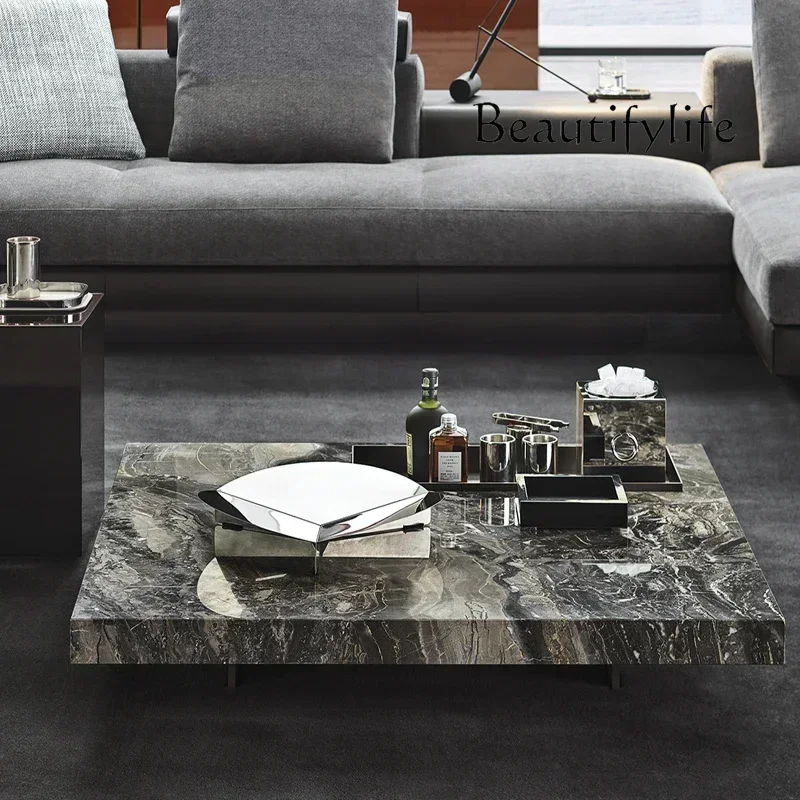 

N19 N Italian minimalist natural marble coffee table living room modern simple size apartment creative light luxury furniture