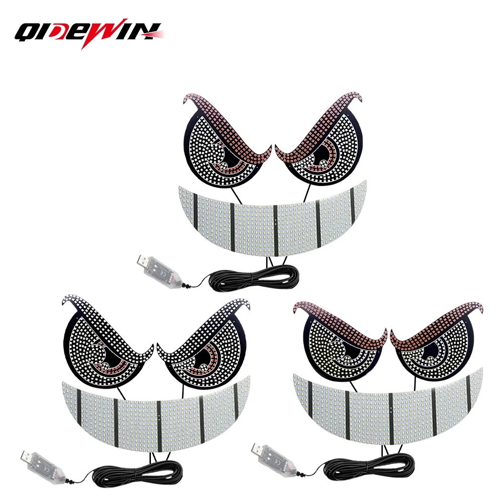 USB Dynamic Devil Eyes Light Car Windshield Dynamic LED Matrix Panel Screen Light for Car Truck Window Decor Lighting