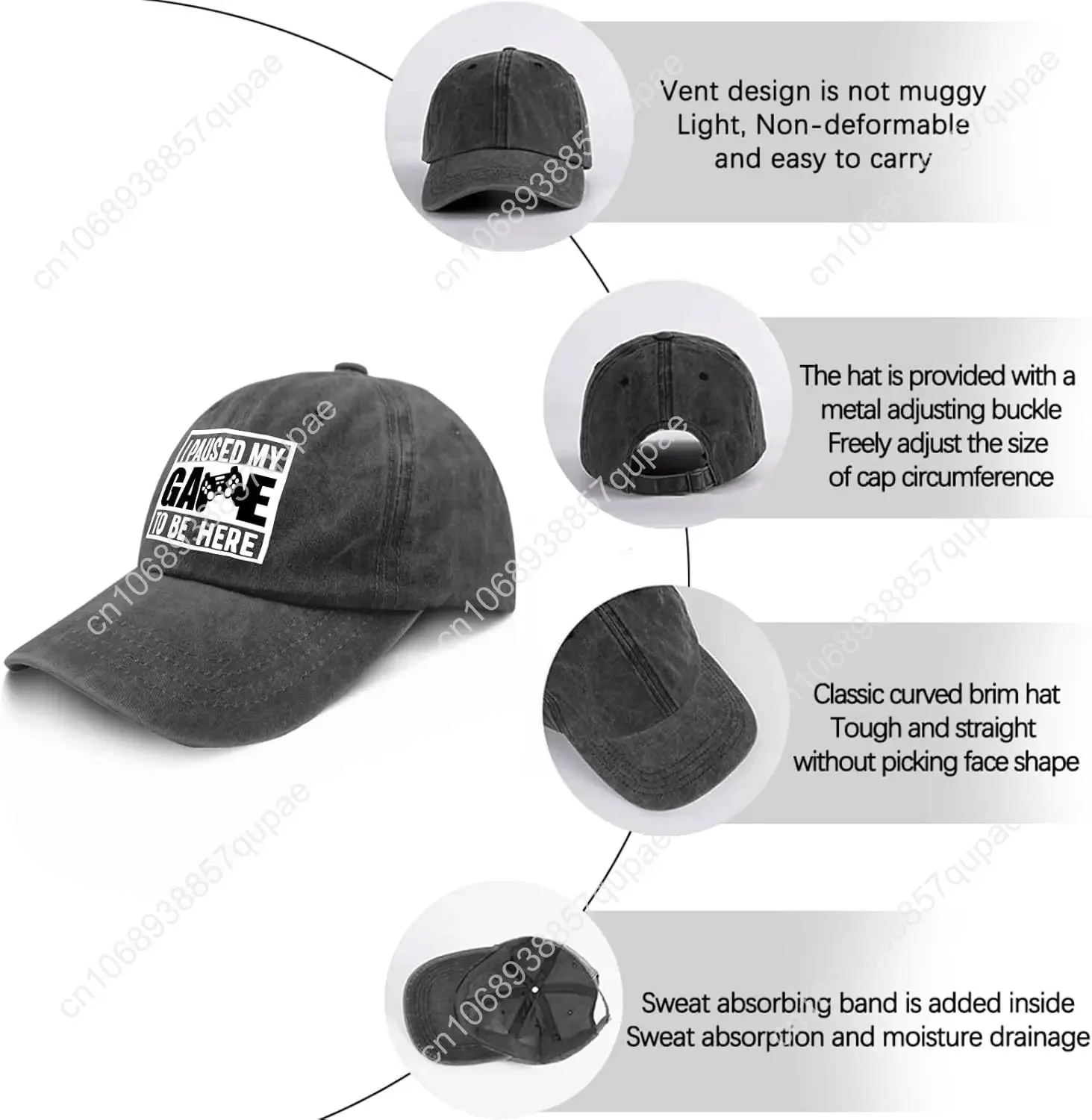 Saya Menjeda Permainan Saya Menjadi Dia Topi Matahari Topi Lucu Pigmen Hitam Topi Trucker Pria Hadiah untuk Ayah Topi Lari