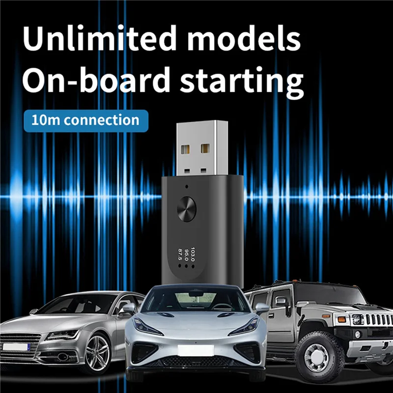 

AAAEL-2X USB Bluetooth 5.3 Adapter Wireless Audio Receiver Bluetooth Transmitter With Mic Handsfree Call For Car With FM Radio