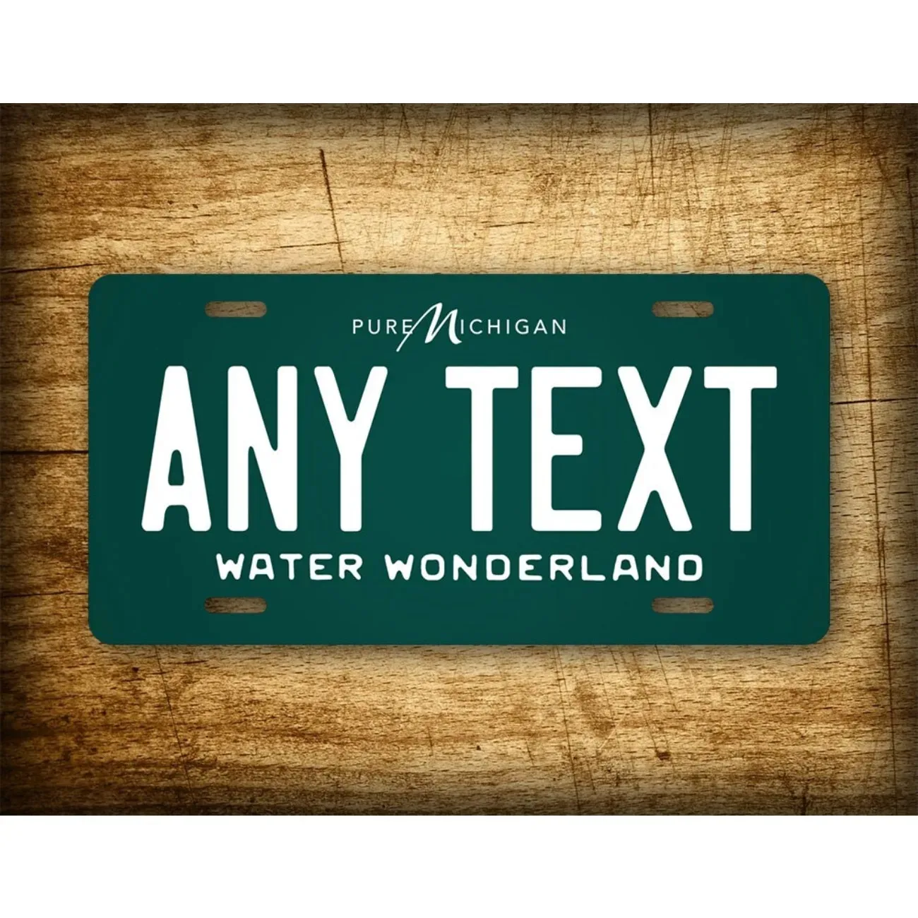 Personalized Michigan Green Water Wonderland Metal Tag, Home Decor Wall Accent