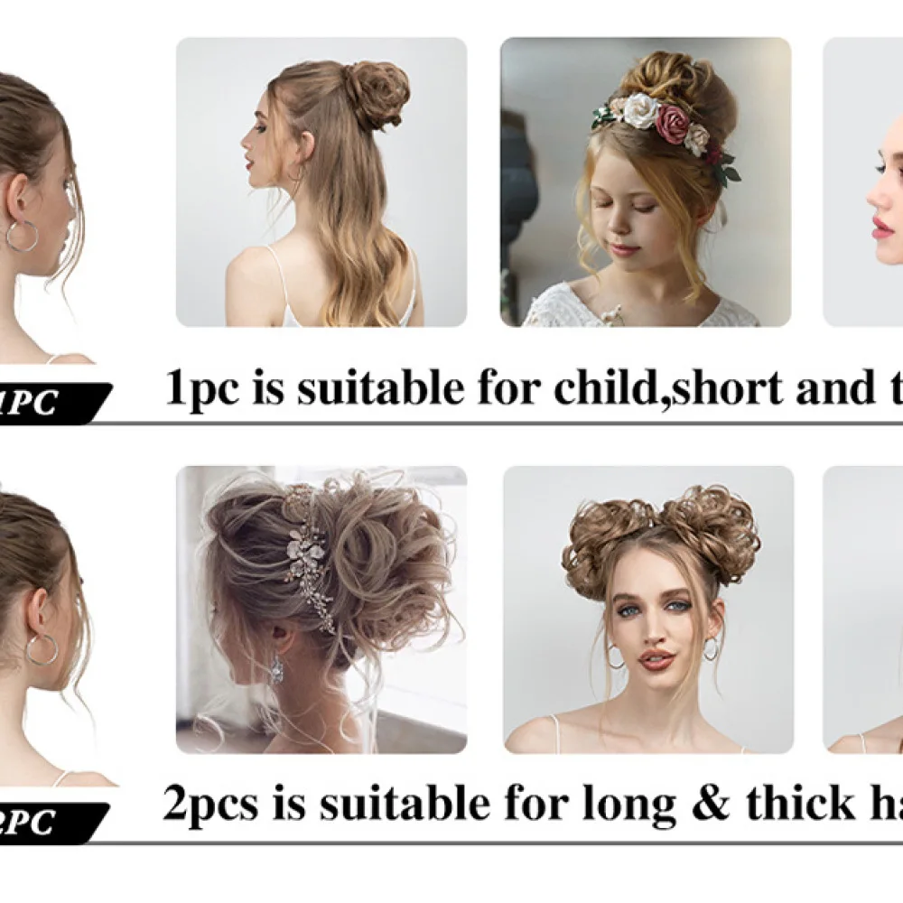SARLA Synthetic Messy Bun Hair Extensions Wavy Curly Chignon Updo Piece Heat Resistant Hair Scrunchie Natural Styling Tool