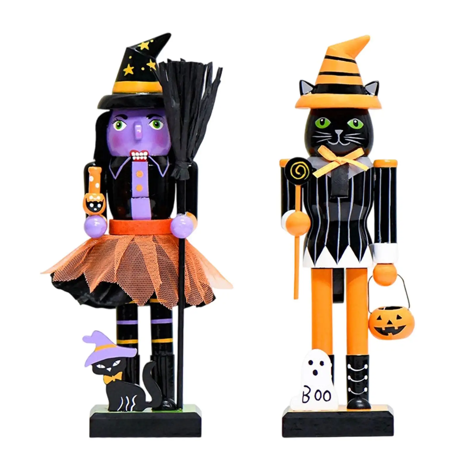Halloween Nutcracker Ornament Festive Gift Figure Wooden Puppet for Holiday Tables Home Horror Atmosphere Arrangement Indoor