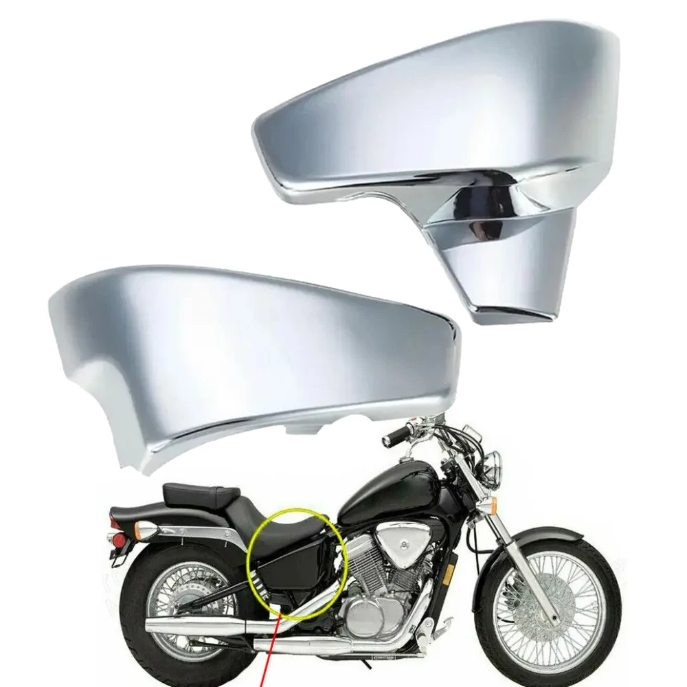 

Motorcycle Black/Silver Battery Side Fairing Covers Cap Fit For Honda VLX600 VT 600 C CD Shadow Steed 400 VT400 1999-2007