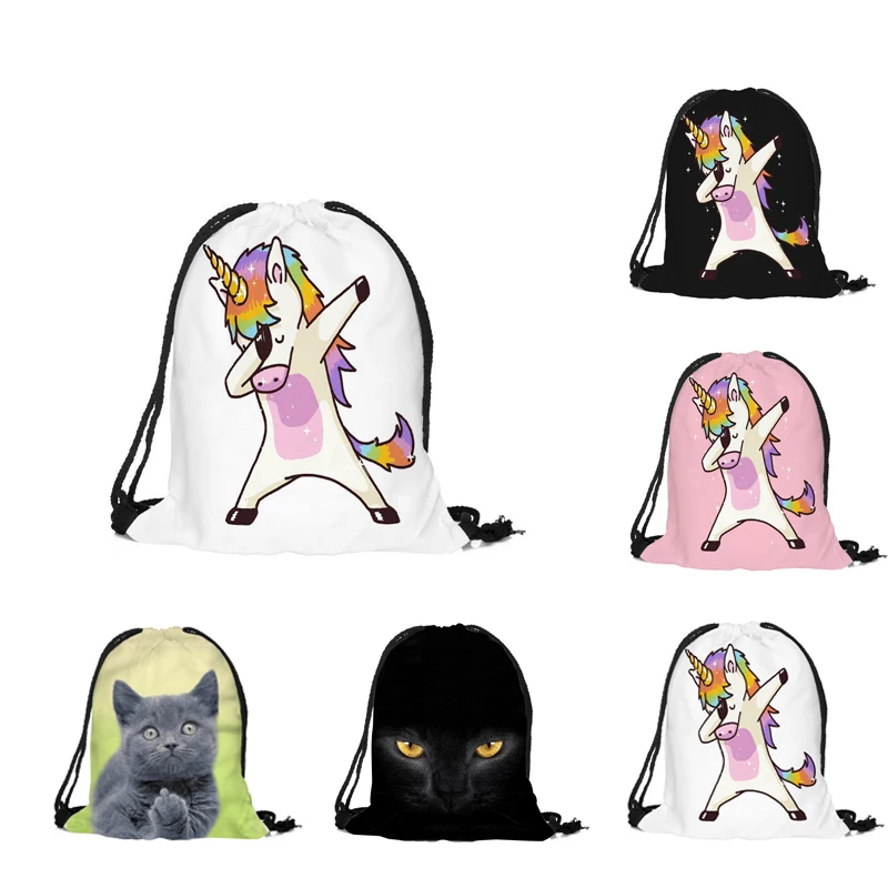 Cute Kid Baby Unicorn Pattern Sport Bags Swimming Bags Gym Pump Bag Sports School Drawstring Boy Girl Backpack Cosmetic Bag