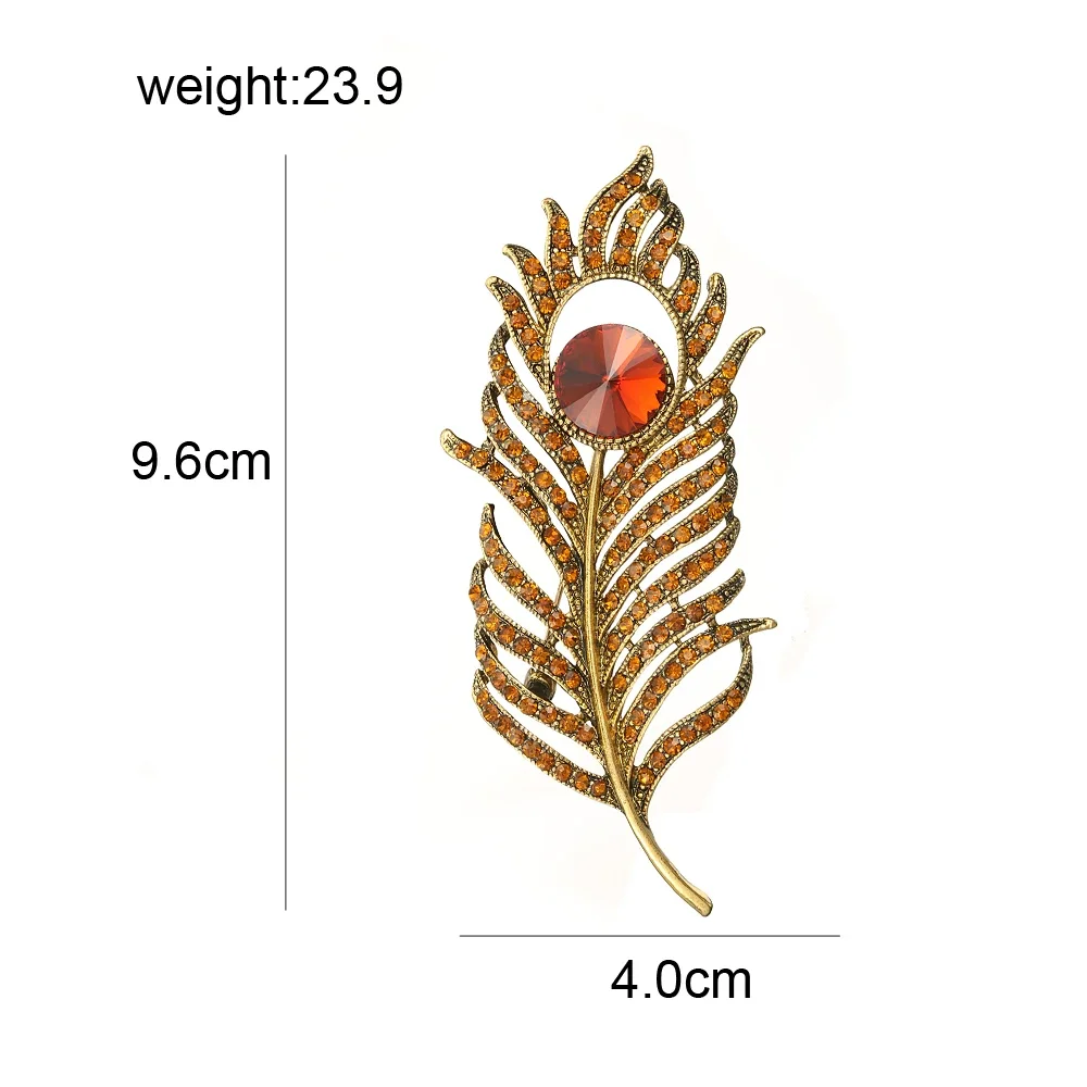 CINDY XIANG Rhinestone Feather Brooches For Women Large Vintage Fashion Pin Winter Deisgn Accessories High Quality