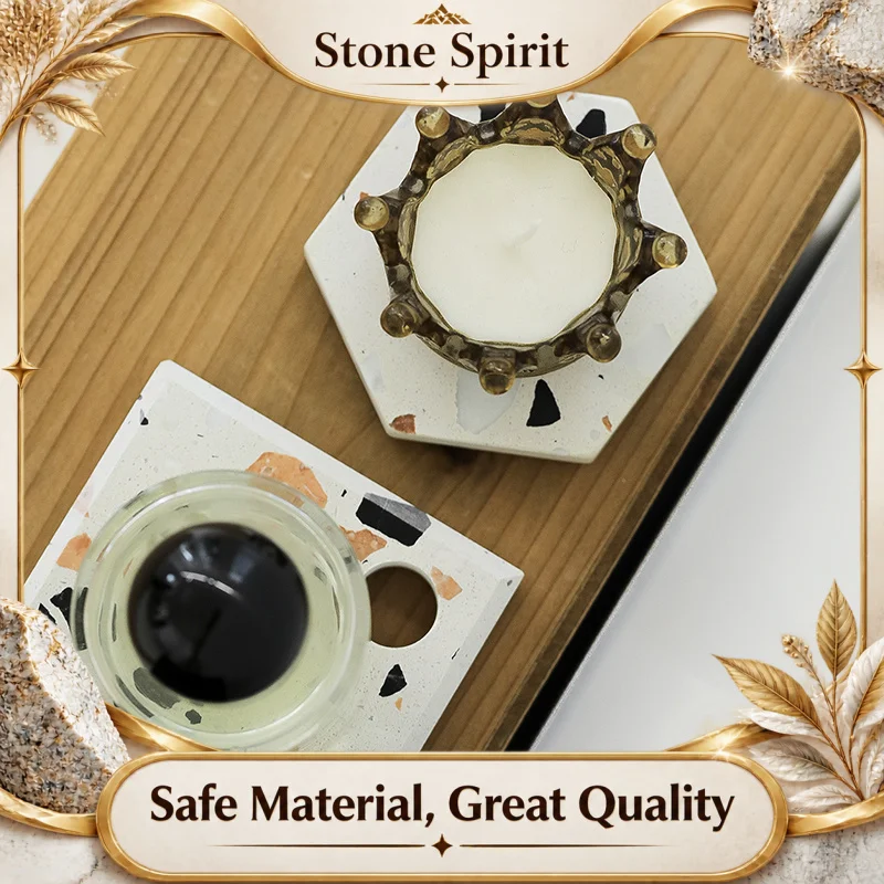 【Premium】Vintage Terrazzo Cheese Board - Ins Aesthetic Serving Tray for Charcuterie Coffee Dessert, Stone Coaster Luxury Decor