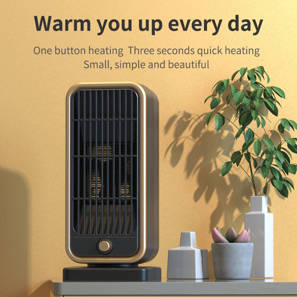 Space Heater 500W PTC Ceramic Low Noise Fast Heating Portable Personal Heater Fan with 30 Degrees Tip-Over and Overheat