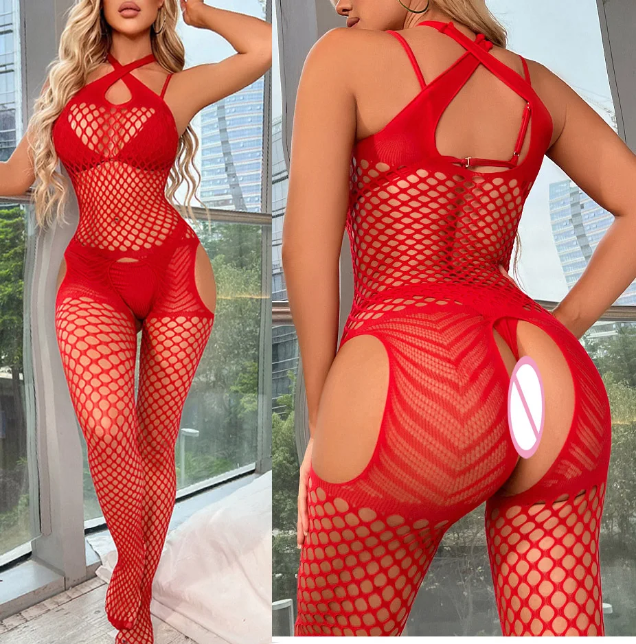 new Sexy Fishnet Lingerie Sheer Babydoll dress Underwear Body stocking Chemises Catsuit Miniskirtbikini body suit bodysuits view 5