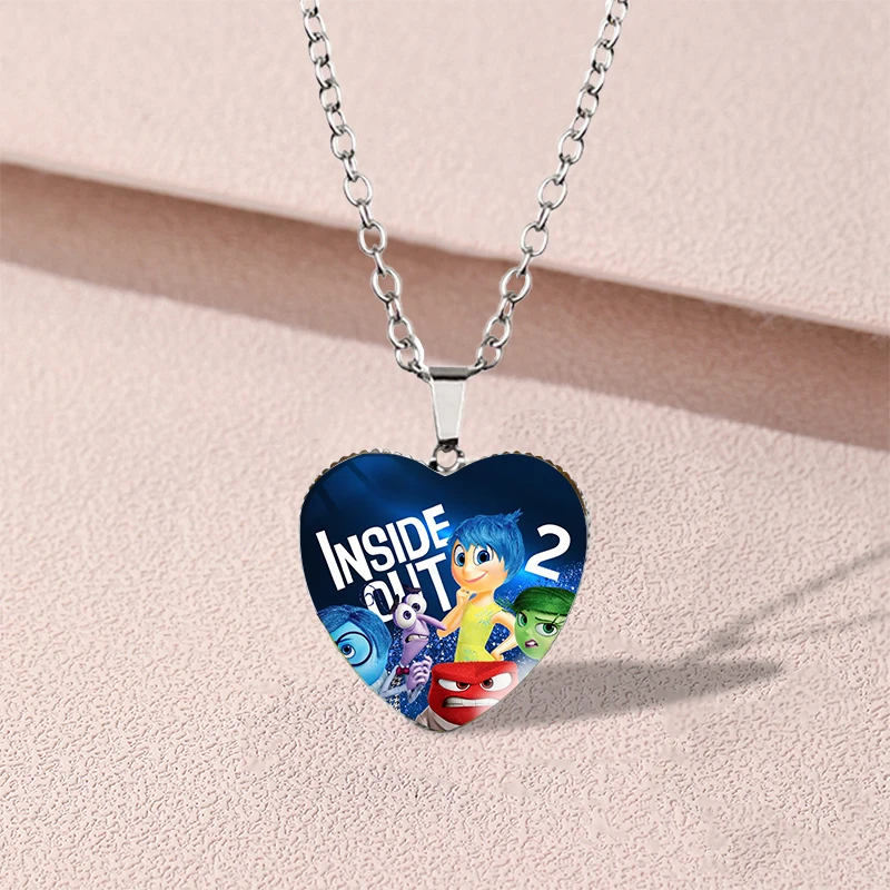 Disney Inside Out 2 Kids Cute Necklace Boy Girl Anime Fashion Jewelry Accessories Children Charms Creative Pendant Birthday Gift