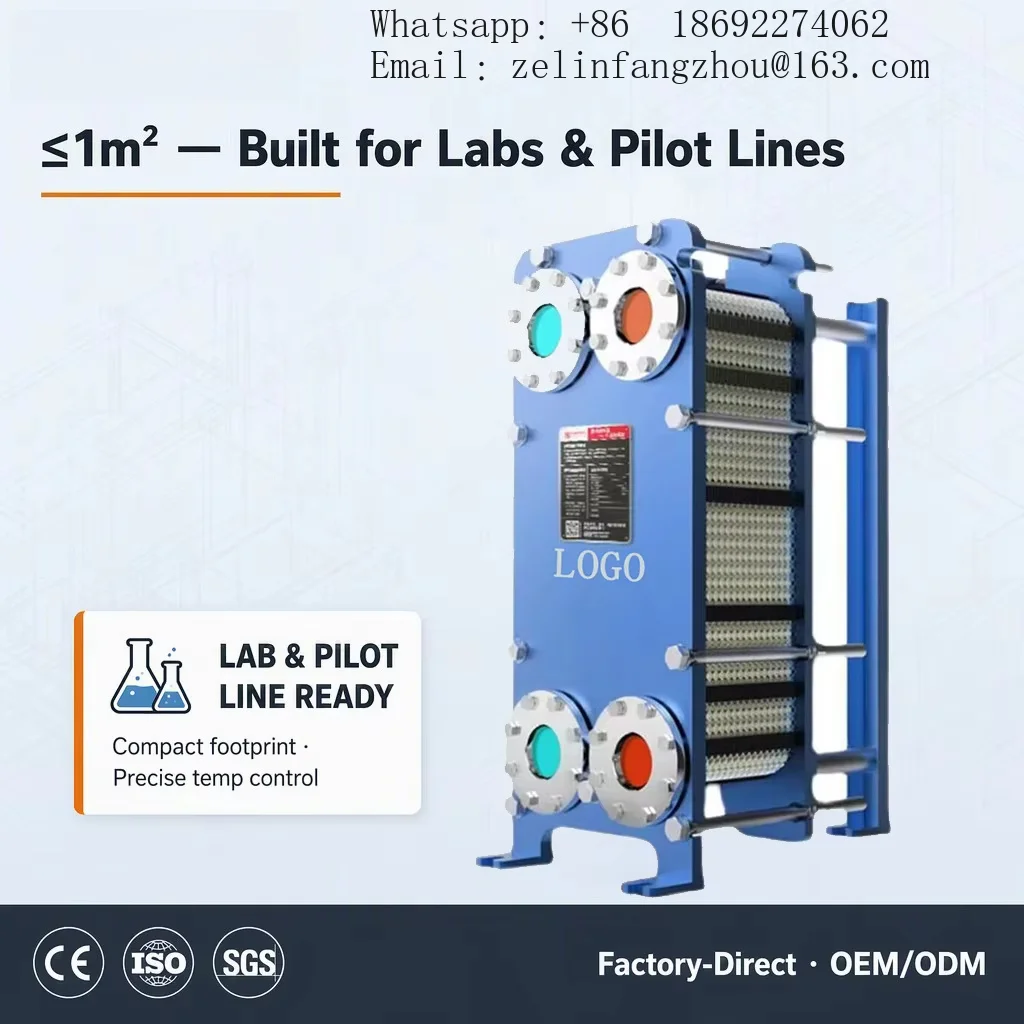 Compact Gasketed Plate Heat Exchanger Lab Pilot Plant 1sqm Heat Transfer Area Stainless Steel SS316L OEM ODM Custom Pro