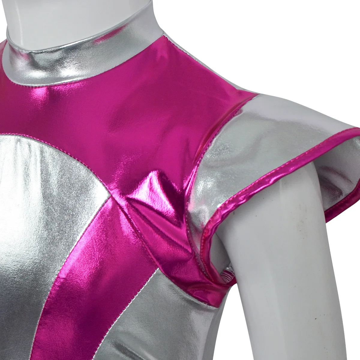 Disfraz de Alien para niñas, disfraz de astronauta Robot de Halloween, vestido metálico brillante con manga para el brazo, conjunto de ropa elegante