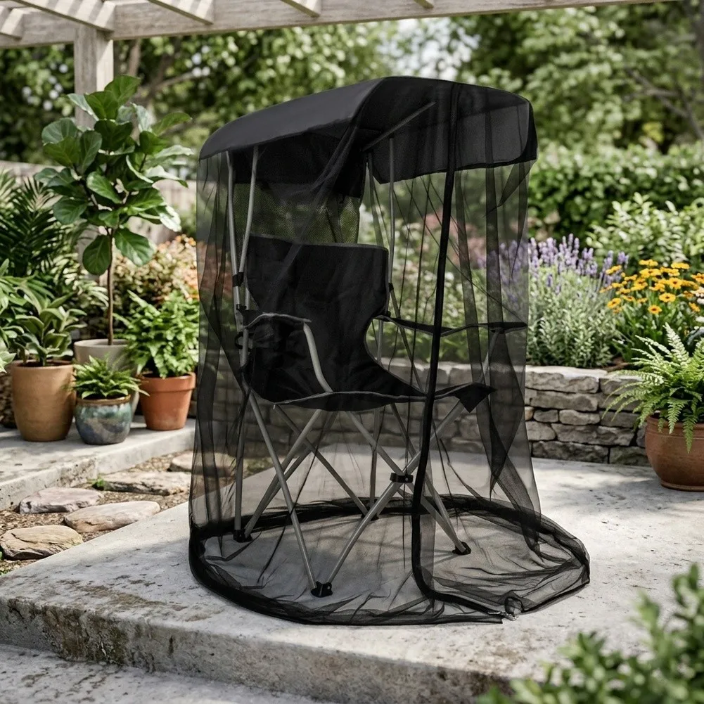 2026 High-Density Mesh Tent Netting For Canopy Chair, Outdoor Shade Cover With Door, Ideal= For Fishing And Camping Gear