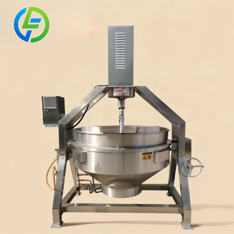 Customize Automatic 304 Stainless Steel Jam and Egg Yolk Sauce Making Machine with Mixer, Sauce Gas Tilting Planetary Pot