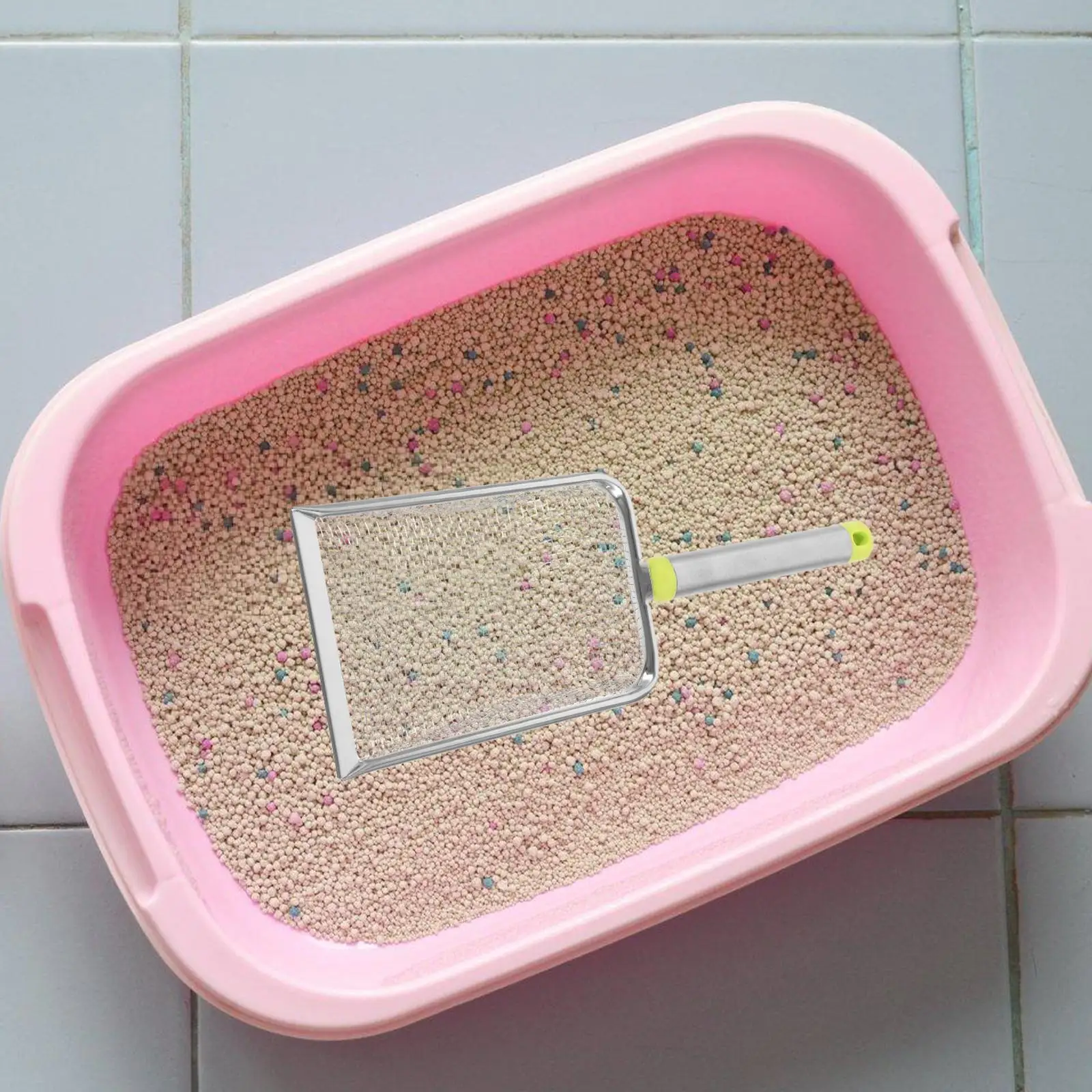 

Cat Litter Scoop Stainless Steel 2.8X2.8mm Mesh Pink Supplies For Cleaning Litter Box Reptile Excrement Container