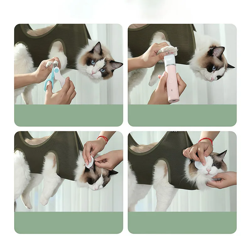 Tierpflege-Hängematte für Katzen und Hunde – Nageltrimm- und Fixierungsbeutel mit Haken, kratzfest, als Helfer beim Füttern, Baden und Fellpflege – Detail 5