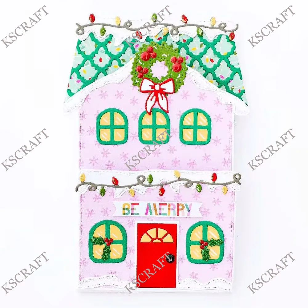 KSCRAFT Christmas House Pockets Cutting Dies Stencils for DIY Scrapbooking Decorative Embossing DIY Paper Cards
