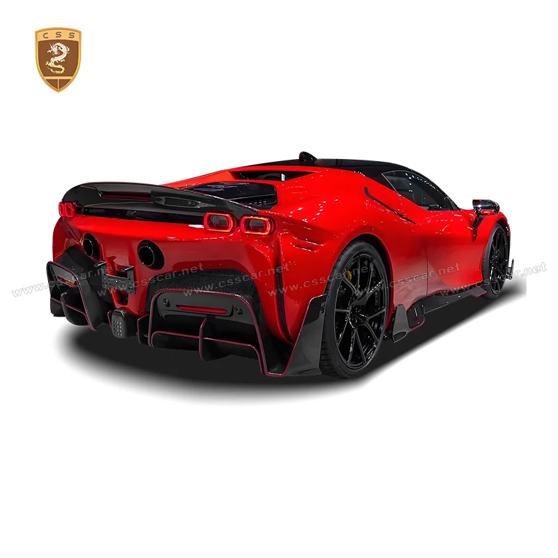 2Pcs Car Side Skirts Extension Rocker Panel Lip For Ferrari SF90 MSY Style Dry Carbon Fiber Winglet Splitters Lip Accessories