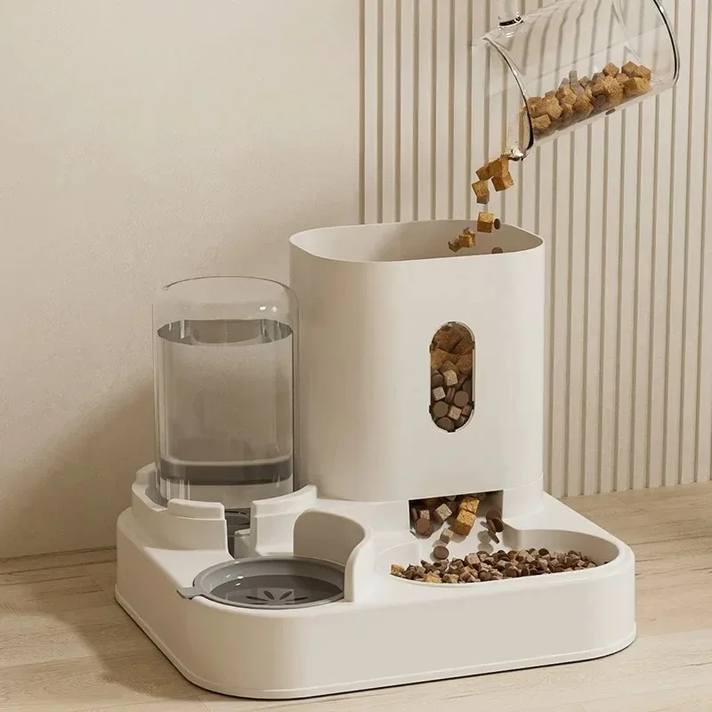 Automatic Cat Dog Feeding and Water Feeding Device Food Dispenser 2 in 1 Gravity Pet Feeder and Water Dispenser Pet Bowl Basin