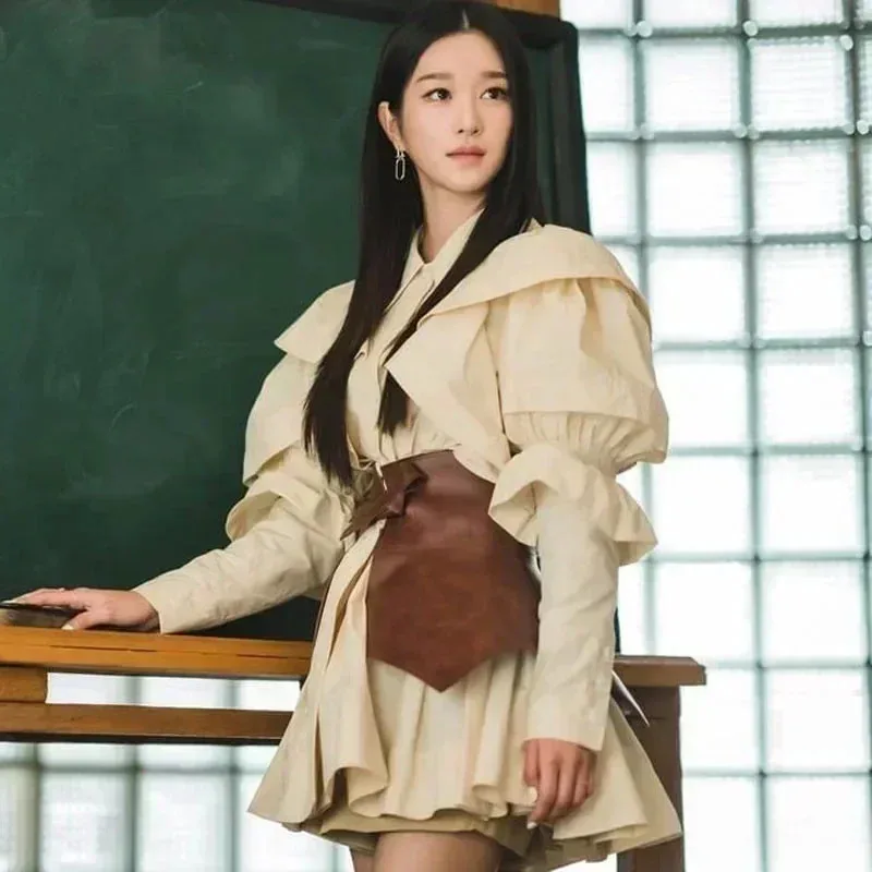 Kpop Seo Yea Ji gleiche sommer mode neue design sexy dünnes kleid frauen lity revers einreiher Hohe taille mini kleider 2025c;5