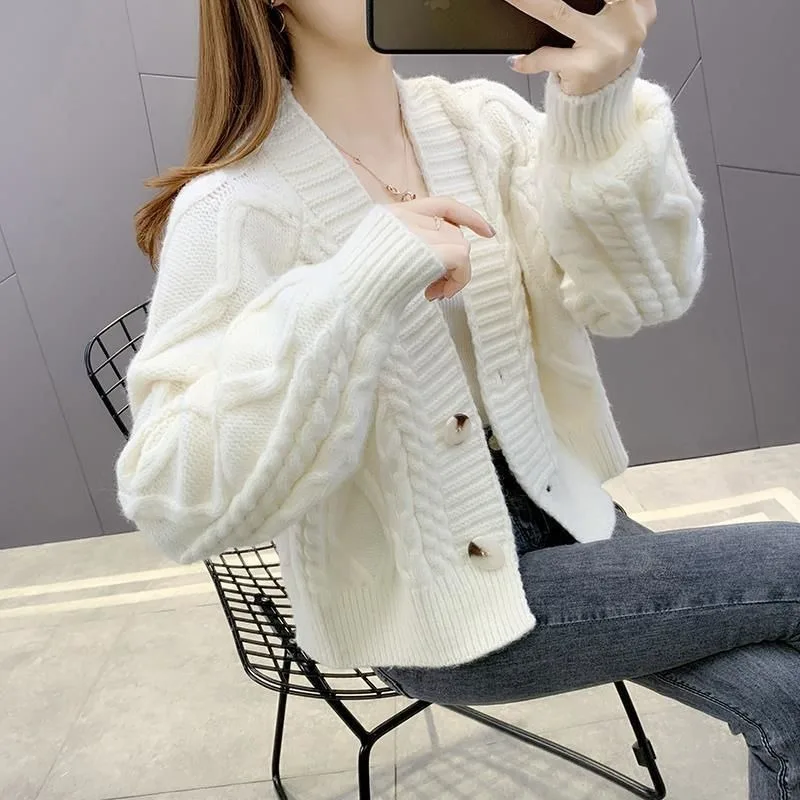 

Осенне-зимний женский свитер, короткая куртка для женщин, маленький новый женский вязаный кардиган 2025 года, элегантный универсальный топ