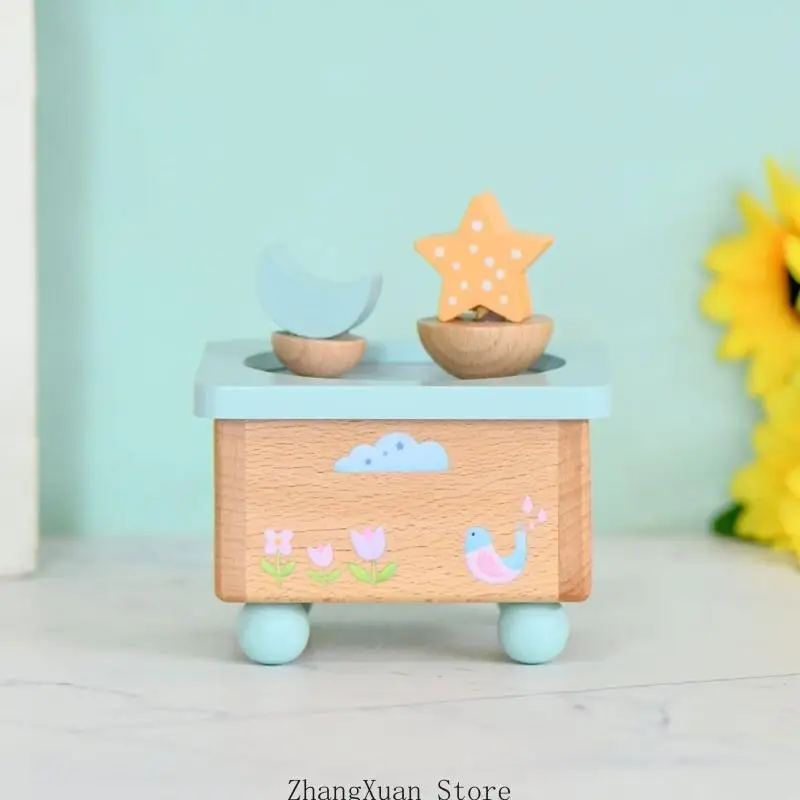 Spieluhr, Holz-Akzent-Melodie-Box mit Handaufzug für Schreibtisch und 3 x – Detail 9