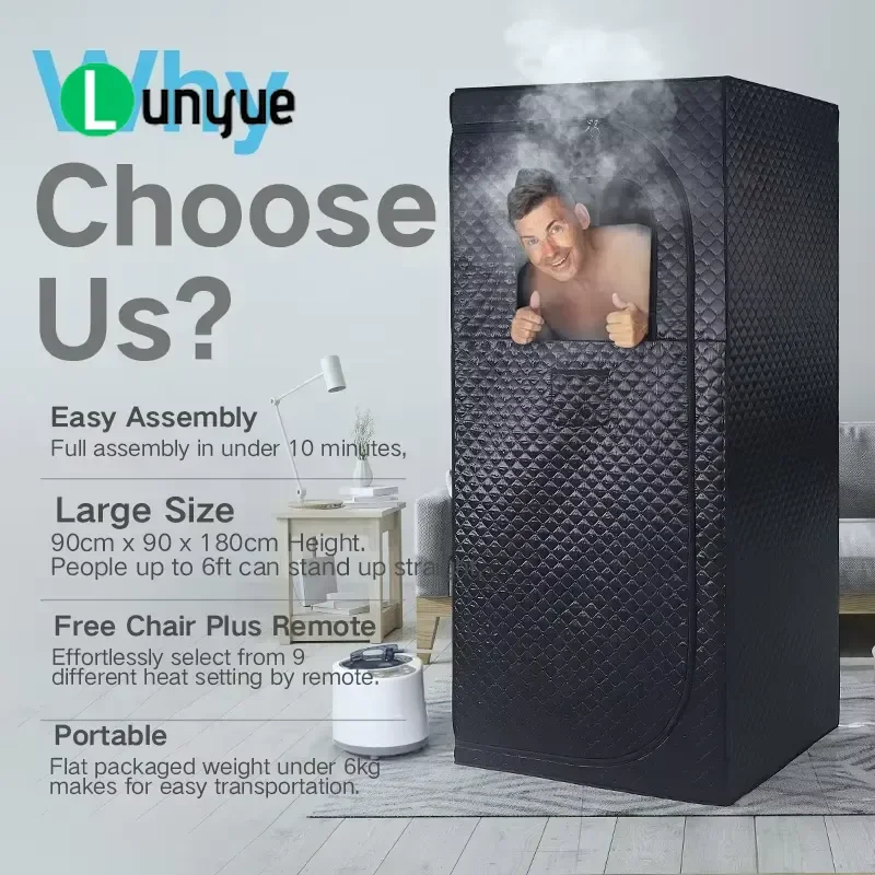 Portable Acrylic Wet Steam Sauna Tent Full Body Sweat Box Home Spa for Living Room Single Use Modern Design Easy Setup
