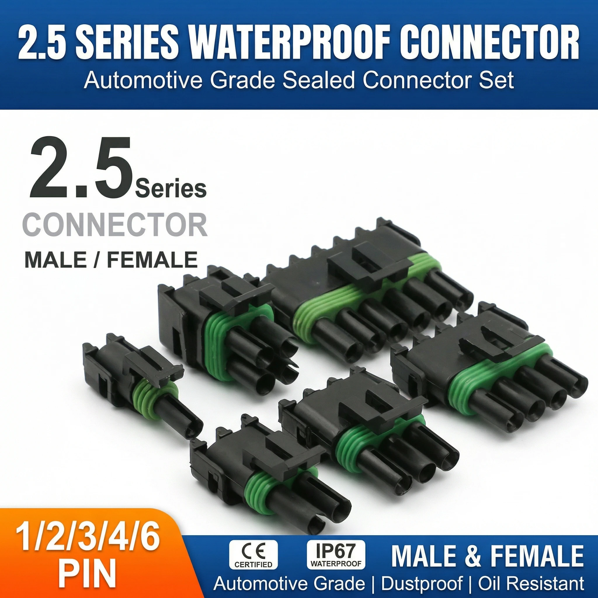 

Delphi 2.5 Series Waterproof Automotive Connectors, 1/2/3/4/6Pin Male/Female Plugs for GM, Haltech MAP/TPS Sensor Wiring