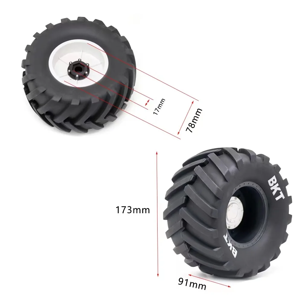 2pcs 1/8 Buggy Tires 173mm Wheel 17mm Hex for Losi LMT Arrma Kraton Traxxas Maxx E-Revo Kyosho USA-1 Monster Truck Upgrade Parts