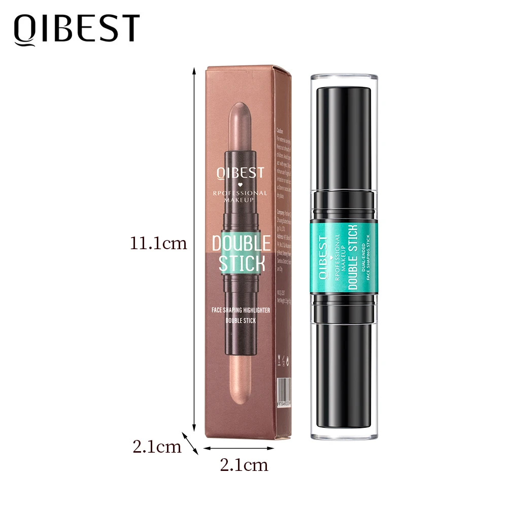 QIBEST-Surligneur scintillant à double tête, anciers 2 en 1, ombre crémeuse, ration, correcteur, crayon de contour, maquillage pour femme