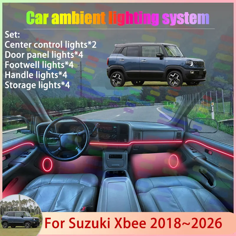

For Suzuki Xbee 2018~2026 2019 2020 MN71S MND1S 2/18 in 1 Car Atmosphere Light Lamp RGB Shade Ensemble Streamer Atmosphere Set