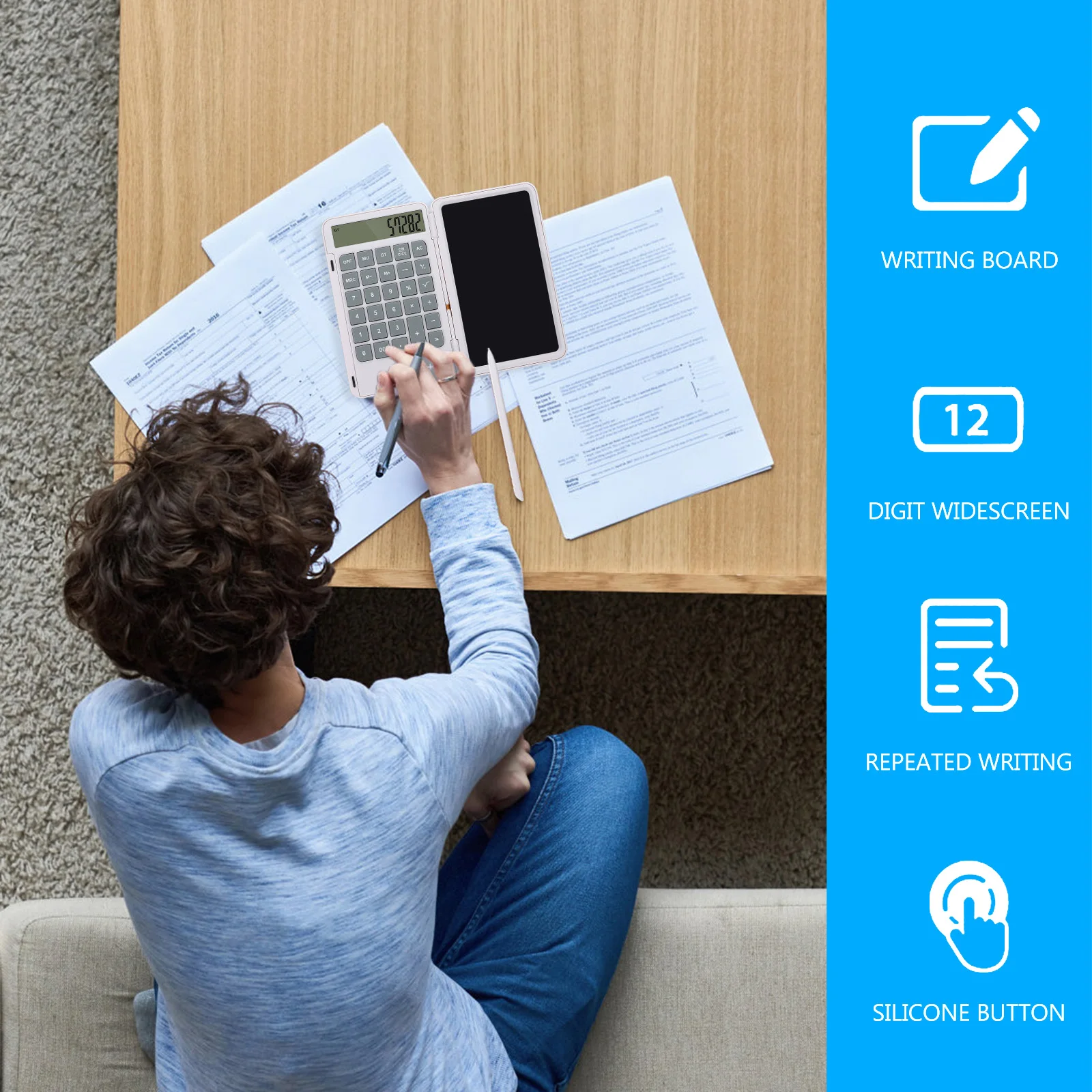 1-set LCD-schrijfbord Rekenmachine Lichtgewicht draagbaar Studentenkantoor Desktoptool Handschrift Kladblok Multifunctioneel Functioneel