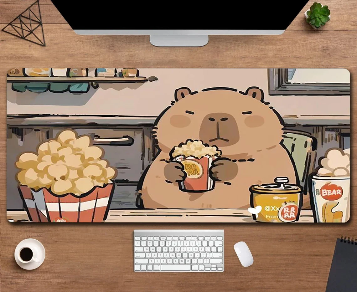 

Cute Capybara Cartoon Pattern Large Size No-slip Rubber Mousepad XXL Computer Gaming Accessories Keyboard Desktop Decoration Mat