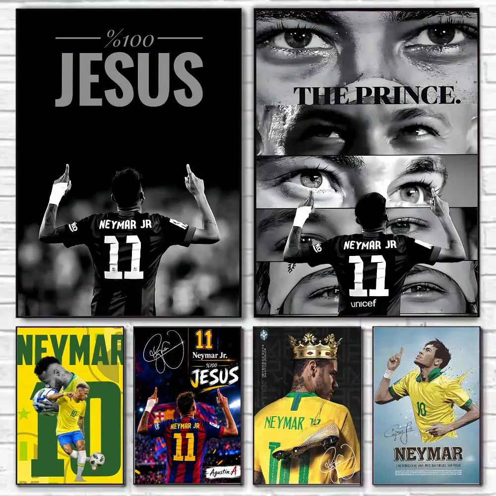Sports Neymar Poster HD Art Decorative Wall Art Waterproof Home Décor for Living Room Bedroom Café Stylish Gift