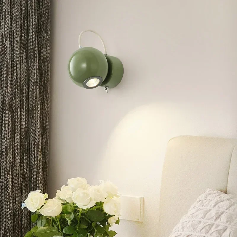 SANDYHA Retro Wall Lamp Creative Cream Bedside Magnetic Suction LED Lighting Fixture For Reading Lights Study Bedroom Home Decor