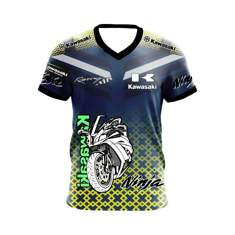 2025 الصيف دراجة نارية الرياضة كاواساكي دراجة نارية فريق شعار في الهواء الطلق على الطرق الوعرة المنافسة المشجعين الرجال سباق الدراجات النارية تي شيرت #2
