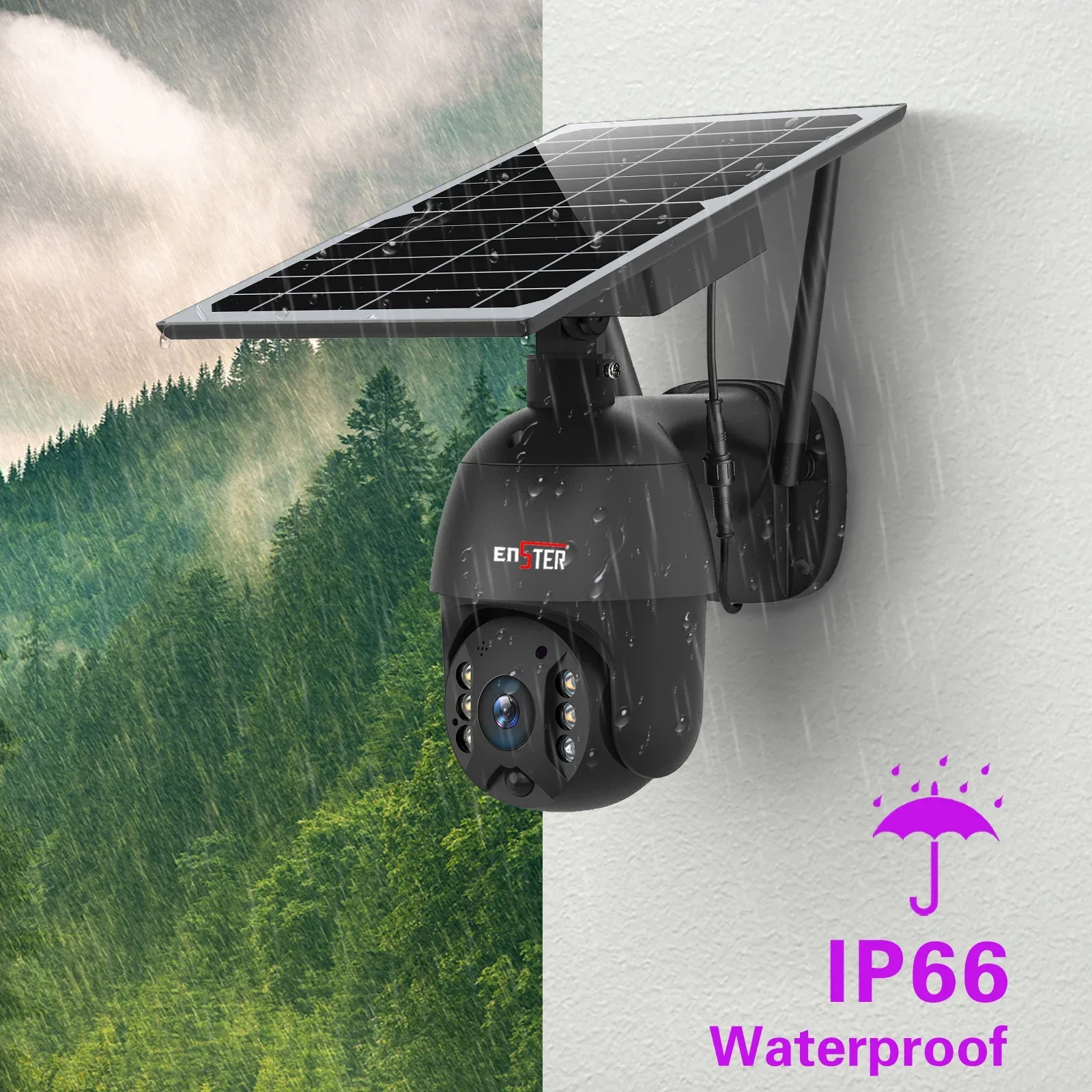 ENSTER Newest PIR Night Vision Outdoor Wireless PTZ WiFi HD Surveillance Security CCTV Network Solar Camera