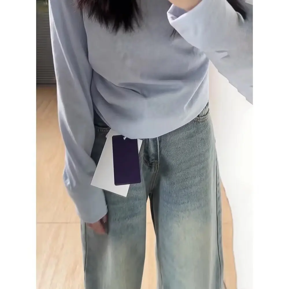 Jeans 2025 Spring New Style Loose and Versatile High Waist Drop Feeling  Floor Dragging Straight Leg Pants for Women