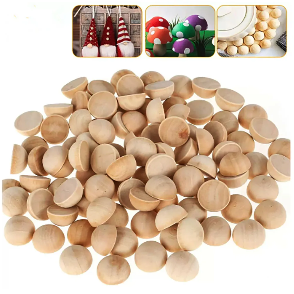 Natural Wood Half Balls 10/12/15/18-90mm Montessori Teaching Aids Schima Hemisphere DIY Craft Supplies Educational Toy Materials