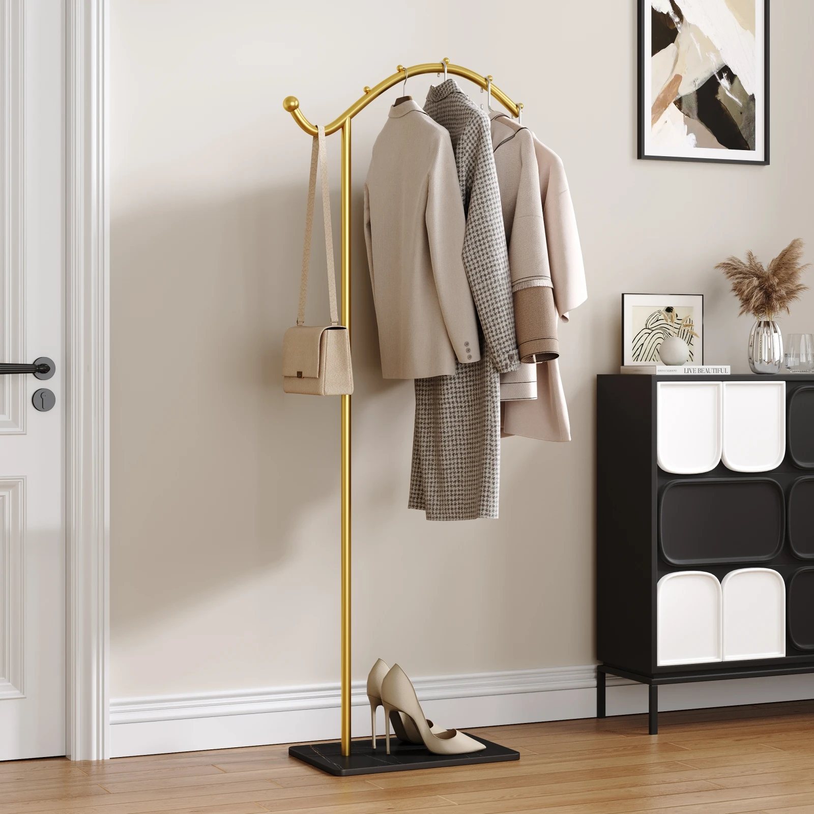 Modern Light Luxury Floor-Standing Bedroom Trendy Coat Rack, Simple Home-Use Clothes Rack for Living Room