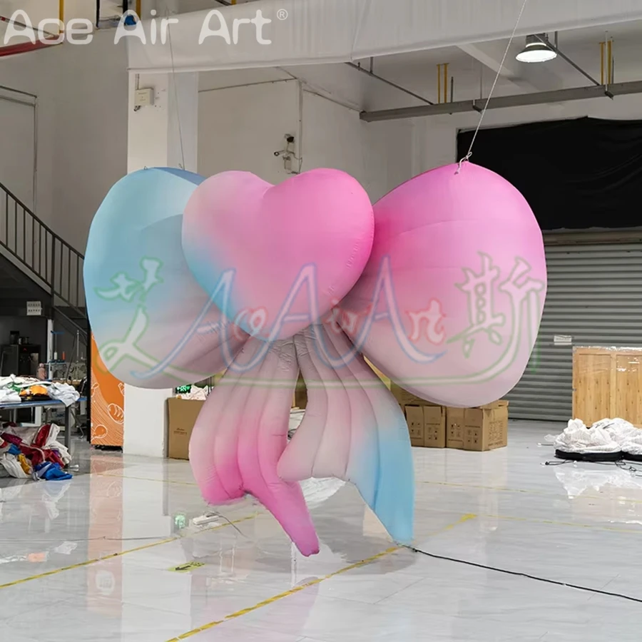 

Custom Inflatable Bow Tie with Love Heart Pop Up Bow-knot for Shopping Mall Hanging Ceiling Decoration and Holiday Advertising