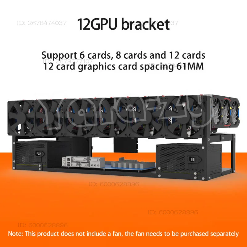 6 Cards 8 Cards 12 Cards Graphics Card Fixing Bracket Open Dual Power Supply GPU Graphics Card Cooling Frame Fixing Frame