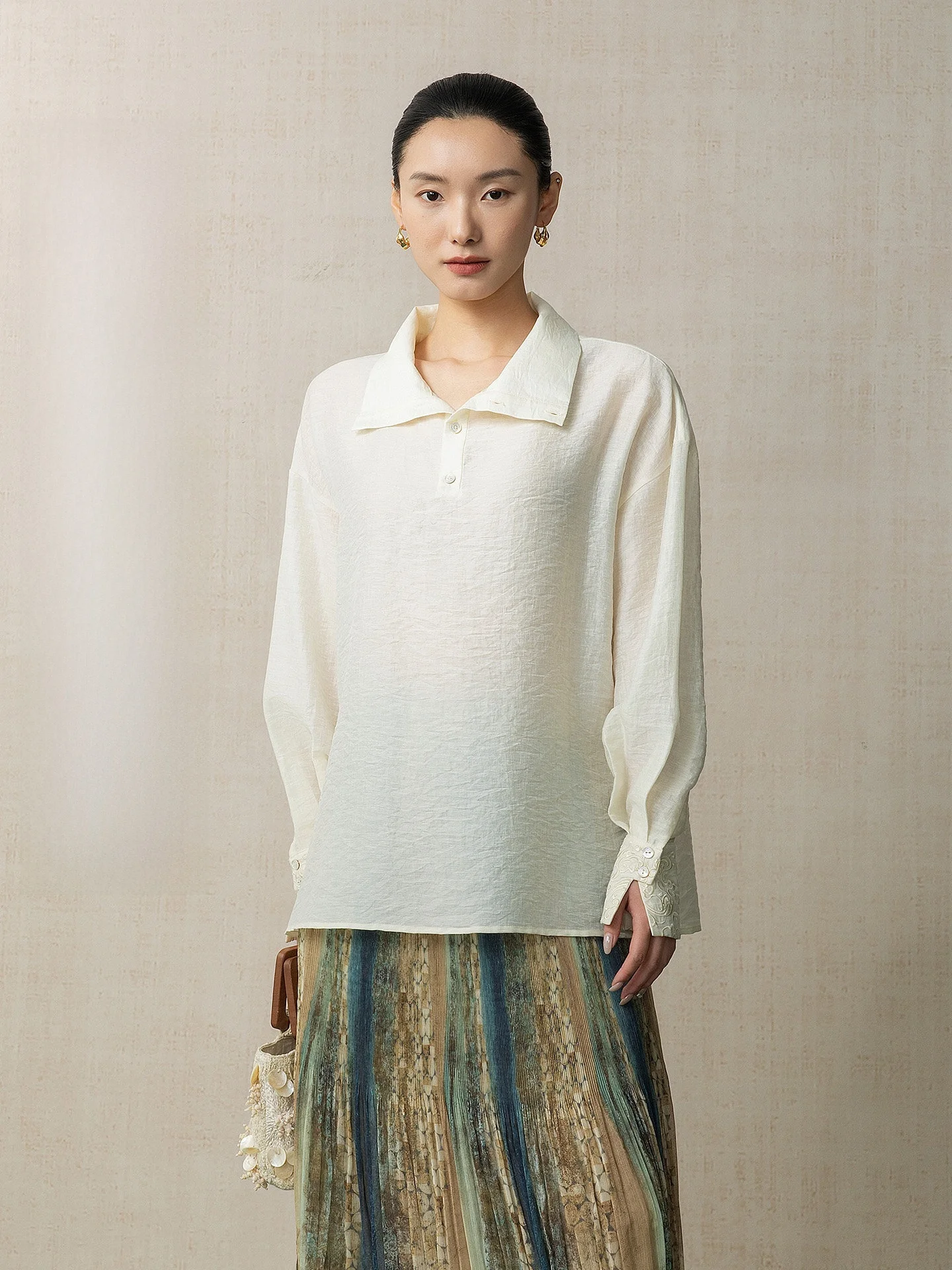 

New Chinese Style High Collar Lace Sun Protection Small Shirt Anytime Cloud Guest Embroidered Sleeve Lightning Pattern Loose Fit
