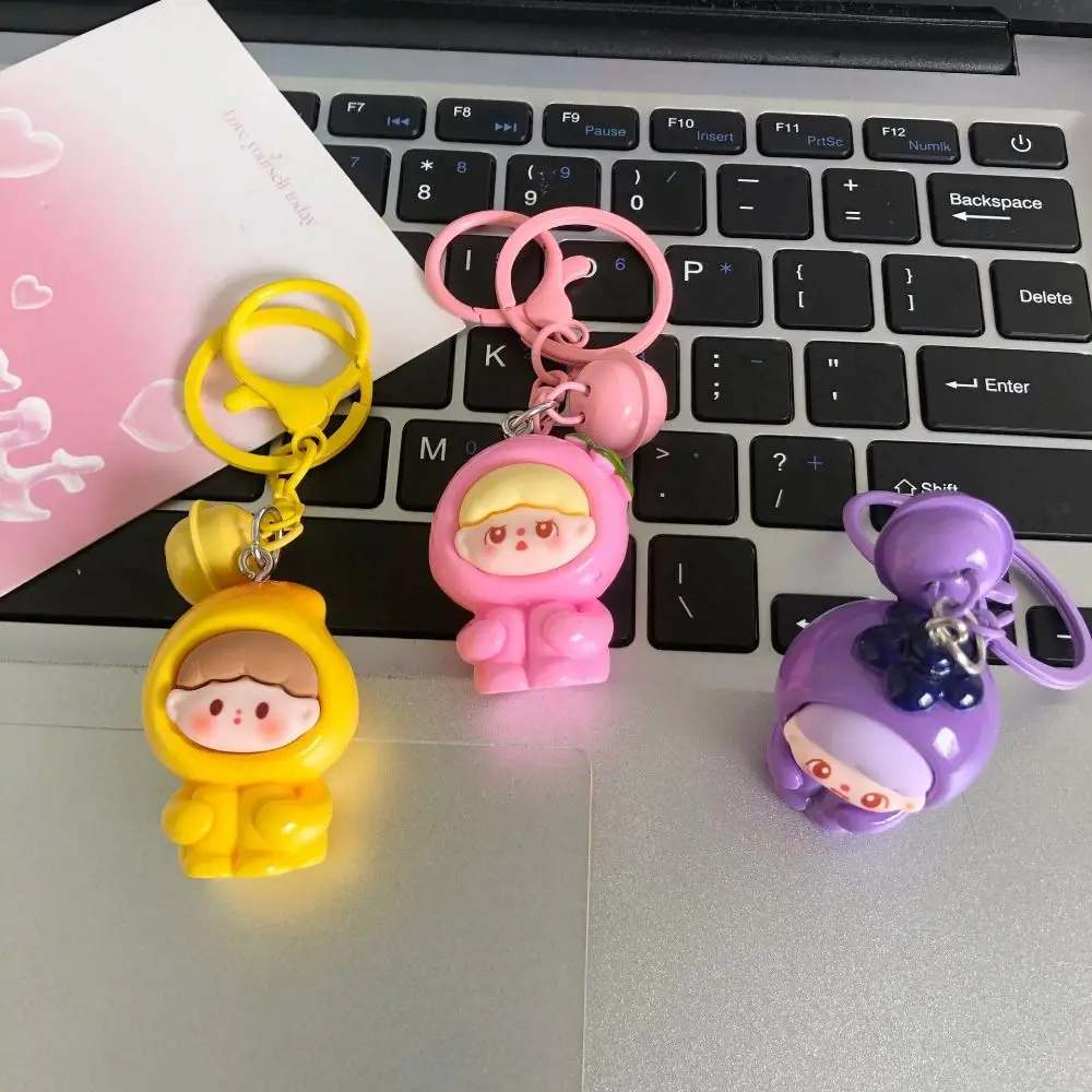 Colorful Creative Three Generations Fruit Doll Keychain Cartoon Cute Tabletop Decoration Resin Key Chain